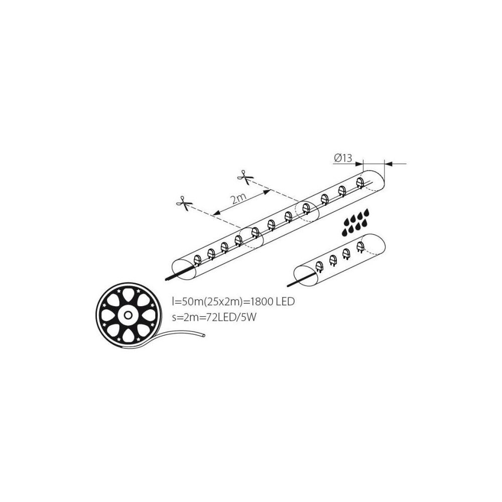 Kanlux LED Lichtslang 50 meter -  125W - IP44 - Rood licht - incl. aansluitset
