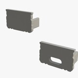 LCB LED Europe  Alu Profiel Plat - Toehebehoren | Afdekkap Grijs - Beginstuk en Eindkap - Alu Profiel model Plat