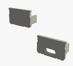 LCB LED Europe  Alu Profiel Plat - Toehebehoren | Afdekkap Grijs - Beginstuk en Eindkap - Alu Profiel model Plat