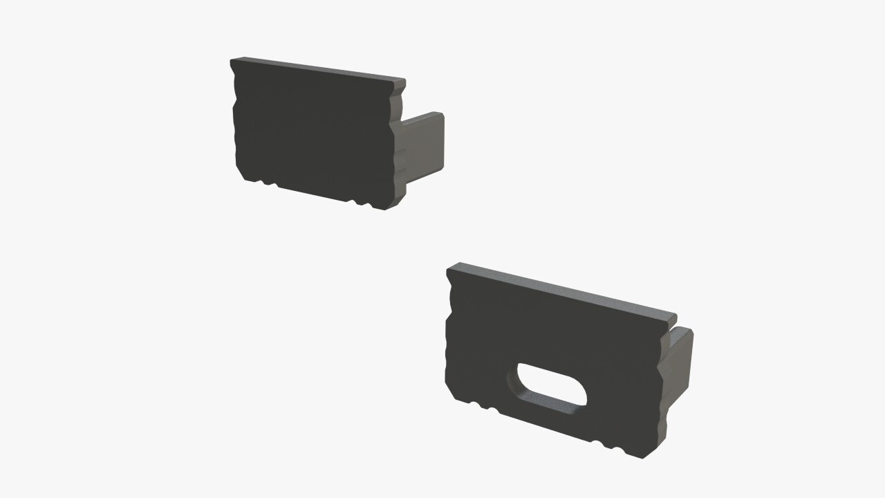 LCB LED Alu Profiel Plat Zwart - Toehebehoren | Afdekkap Zwart - Beginstuk en Eindkap - Alu Profiel model Plat