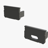 LCB LED Europe  Alu Profiel Plat Zwart - Toebehoren | Afdekkap Zwart - Beginstuk en Eindkap - Alu Profiel model Plat