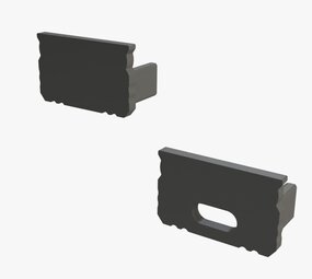 LCB LED Europe  Alu Profiel Plat Zwart - Toebehoren | Afdekkap Zwart - Beginstuk en Eindkap - Alu Profiel model Plat