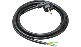 Aansluitsnoer hoekstekker - 5 meter - H03VV-F 3G0,75 - Zwart