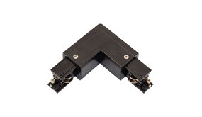 Spectrum 3-Fase Spanningsrail toebehoren | L stuk - Hoek verbinding - Rechts voeding Connetor - 3 phase - Zwart