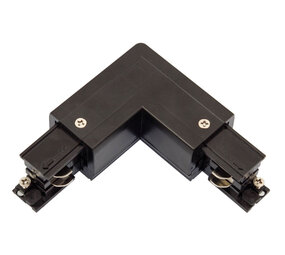 Spectrum voor de installateur 3-Fase Spanningsrail toebehoren | L stuk - Hoek verbinding - Rechts voeding Connetor - 3 phase - Zwart