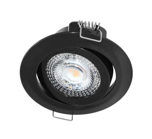 LED inbouwspot dimbaar zwart - 5W vervangt 45W - 3000K warm wit licht - Zaagmaat 74mm
