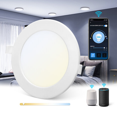 Aigostar WiFi LED Inbouwspot - 12W - CCT 3000K-6500K - Bediening met de App