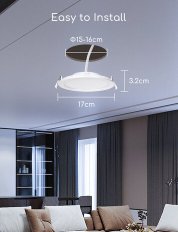 Aigostar WiFi LED Inbouwspot - 12W - CCT 3000K-6500K - Bediening met de App