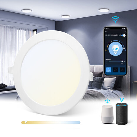 Aigostar WiFi LED Inbouwspot - 18W - CCT 3000K-6500K - Bediening met de App