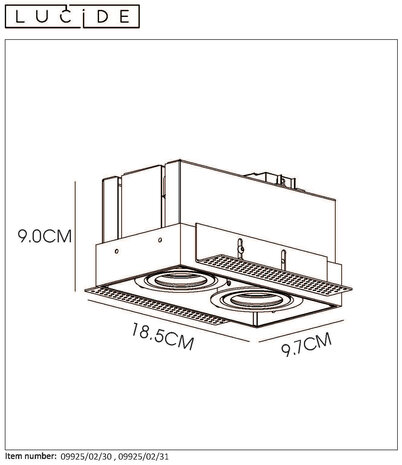 Lucide LED inbouwspot wit TRIMLESS - 2x GU10 fitting - 230V max. 2x 50W Lucide LED inbouwspot wit TRIMLESS - 2x GU10 fitting - 230V max. 2x 50W