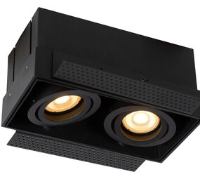 Lucide LED inbouwspot zwart TRIMLESS - 2x GU10 fitting - zwart - 230V max. 2x 50W