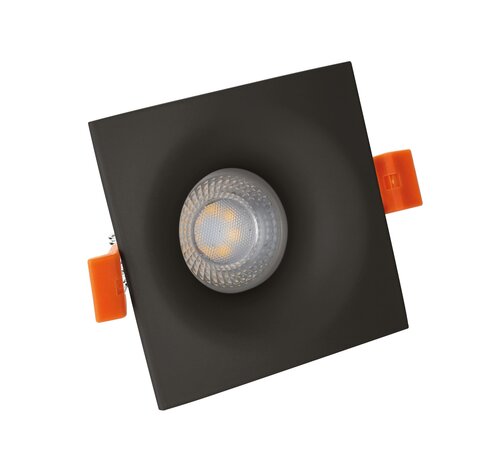 LED GU10 inbouwspot vierkant zwart - zaagmaat 74mm - incl. GU10 fitting met montagebeugel