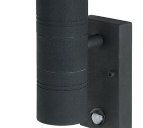 Lucide LED Wandlamp ARNE zwart - 2x5W 2700K  - incl. bewegingssensor