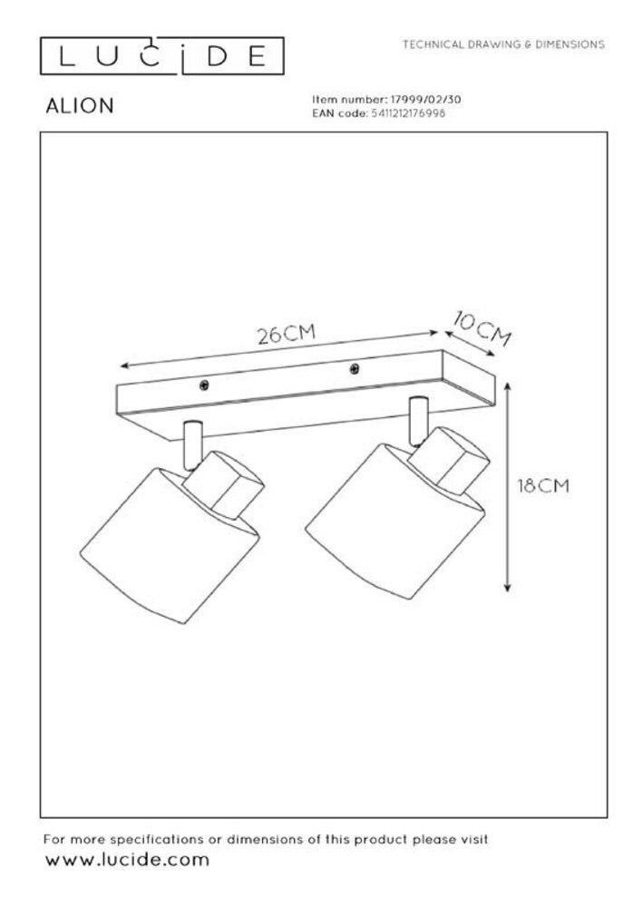 Lucide LED E14 Plafondspot ALION zwart - Dubbelvoudig voor 2 LED E14 spots Lucide LED E14 Plafondspot ALION zwart - Dubbelvoudig voor 2 LED E14 spots
