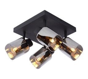 Lucide LED E14 Plafondspot ALION zwart - Viervoudig voor 4 LED E14 spots