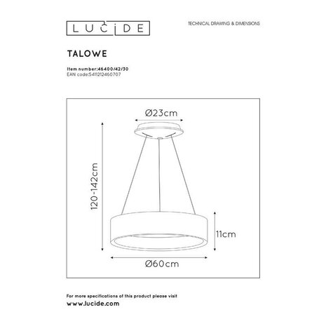 Lucide LED Hanglamp TALOWE zwart rond - 42W 3000K - dimbaar Lucide LED Hanglamp TALOWE zwart rond - 42W 3000K - dimbaar