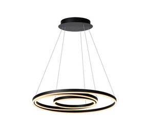 Lucide Dimbare LED Hanglamp - Ringlamp - TRINITI zwart 800MM - 125W 3000K 930 Warm zwart - 1-Lichts | TRIAC Dimbaar - 3 Jaar Garantie