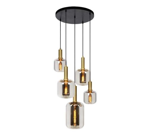 LED Hanglamp JOANET mat goud - 5x E27 fitting - Fumé