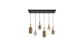 Lucide LED Hanglamp JOANET mat goud - 6x E27 fitting - Fumé Lucide LED Hanglamp JOANET mat goud - 6x E27 fitting - Fumé