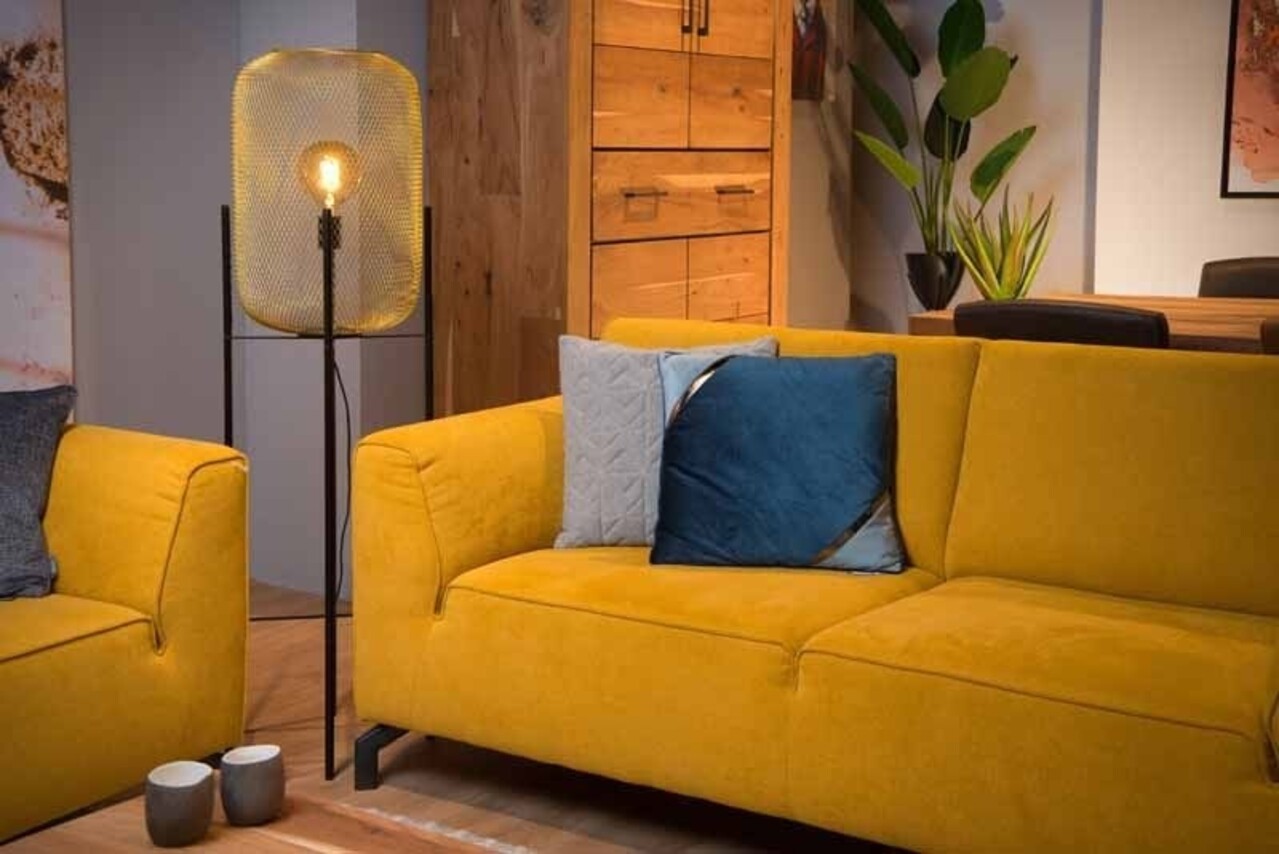 Lucide LED Vloerlamp MESH mat goud - 1x E27 fitting