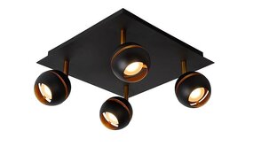 Lucide LED Plafondspot BINARI zwart - 4x4,8W - 2700K warm wit licht