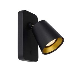 Lucide LED Wandspot TURNON zwart - 5W vervangt 50W - 2200K-3000K Dim to warm