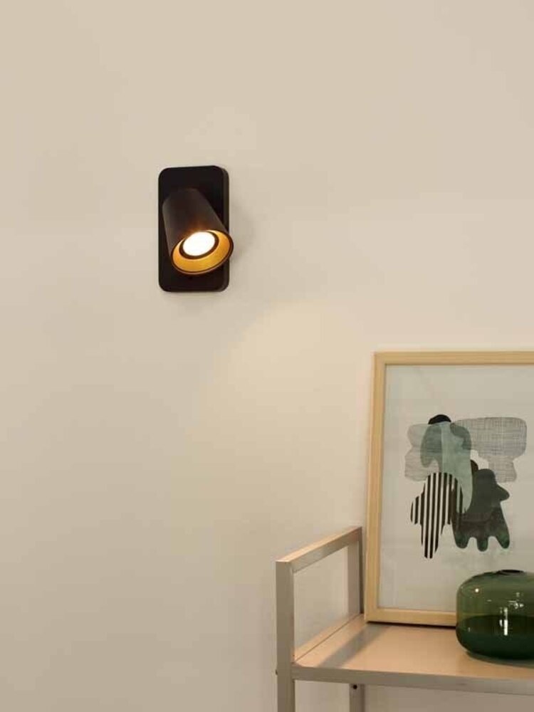 Lucide LED Wandspot TURNON zwart - 5W vervangt 50W - 2200K-3000K Dim to warm