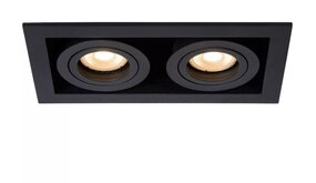 Lucide LED inbouwspot armatuur - Dubbel - modern - voor 2xGU10 - Zwart - 230v aansluiting - Chimney