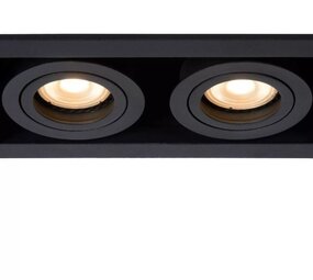 Lucide LED inbouwspot armatuur - Dubbel - modern - voor 2xGU10 - Zwart - 230v aansluiting - Chimney