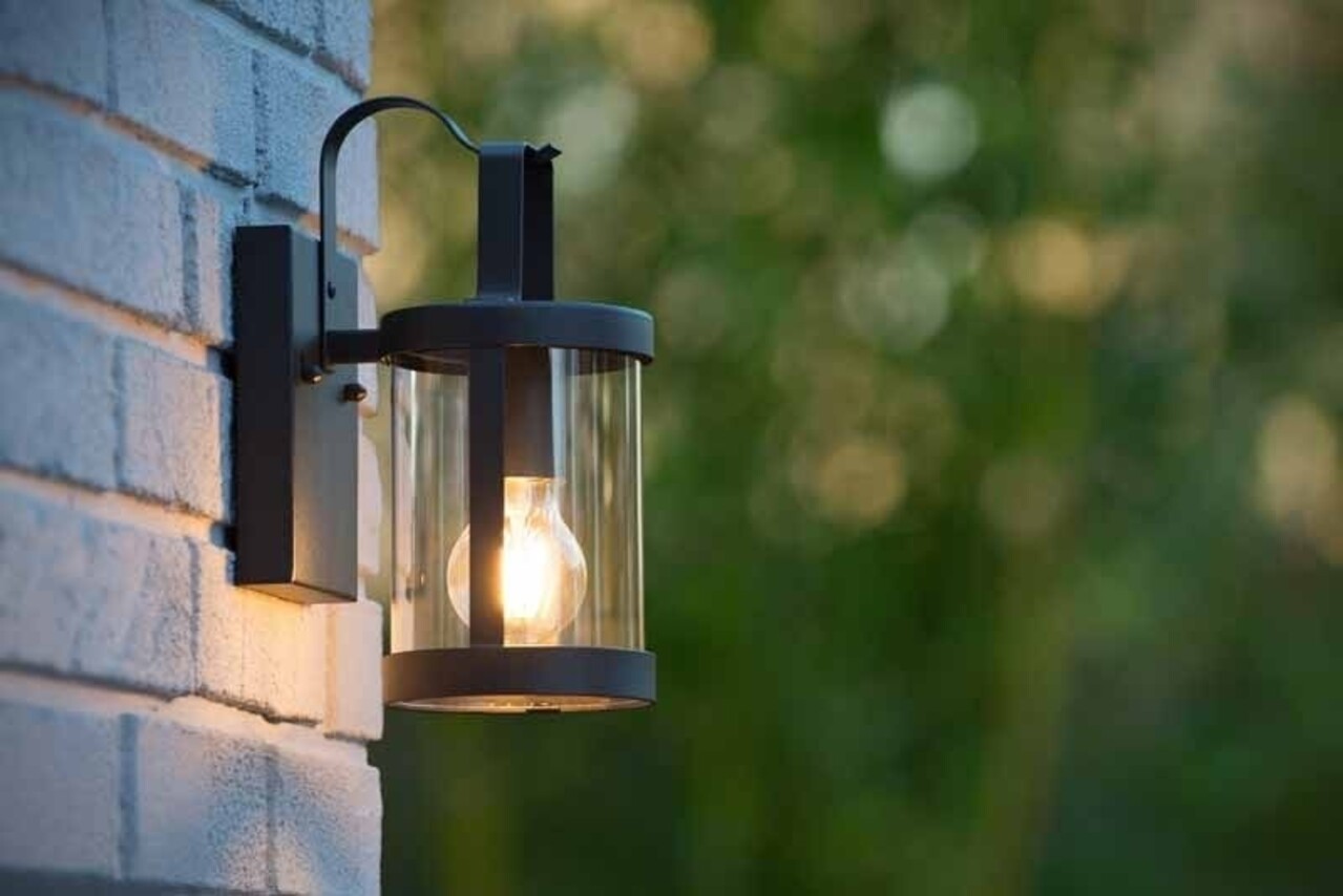 Lucide LED Wandlamp Buiten LINDELO - E27 fitting - IP23 - Zwart