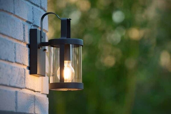 Lucide LED Wandlamp Buiten LINDELO - E27 fitting - IP23 - Zwart