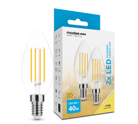 2-PACK LED Filament kaarslamp - E14 C35 4W - 2700K warm wit licht