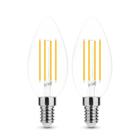 2-PACK LED Filament kaarslamp - E14 C35 4W - 2700K warm wit licht 2-PACK LED Filament kaarslamp - E14 C35 4W - 2700K warm wit licht