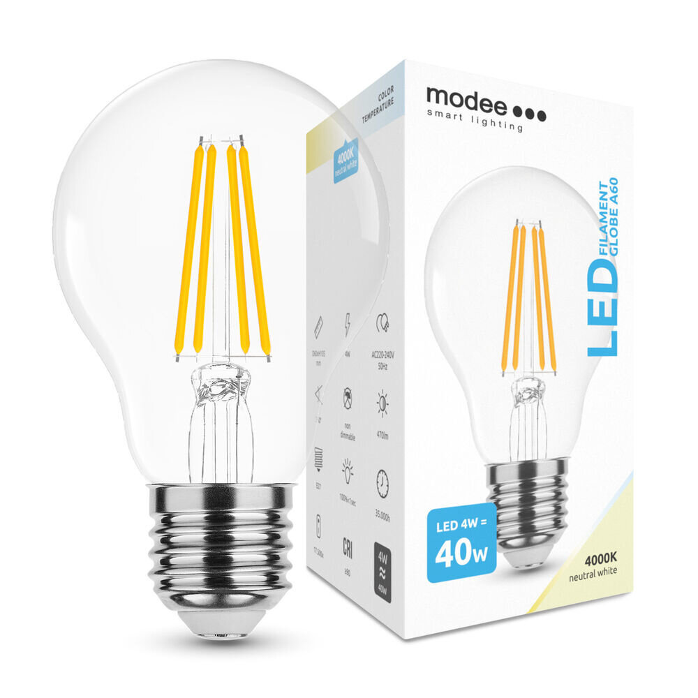 LED Filament lamp - E27 A60 4W - 4000K helder wit licht LED Filament lamp - E27 A60 4W - 4000K helder wit licht