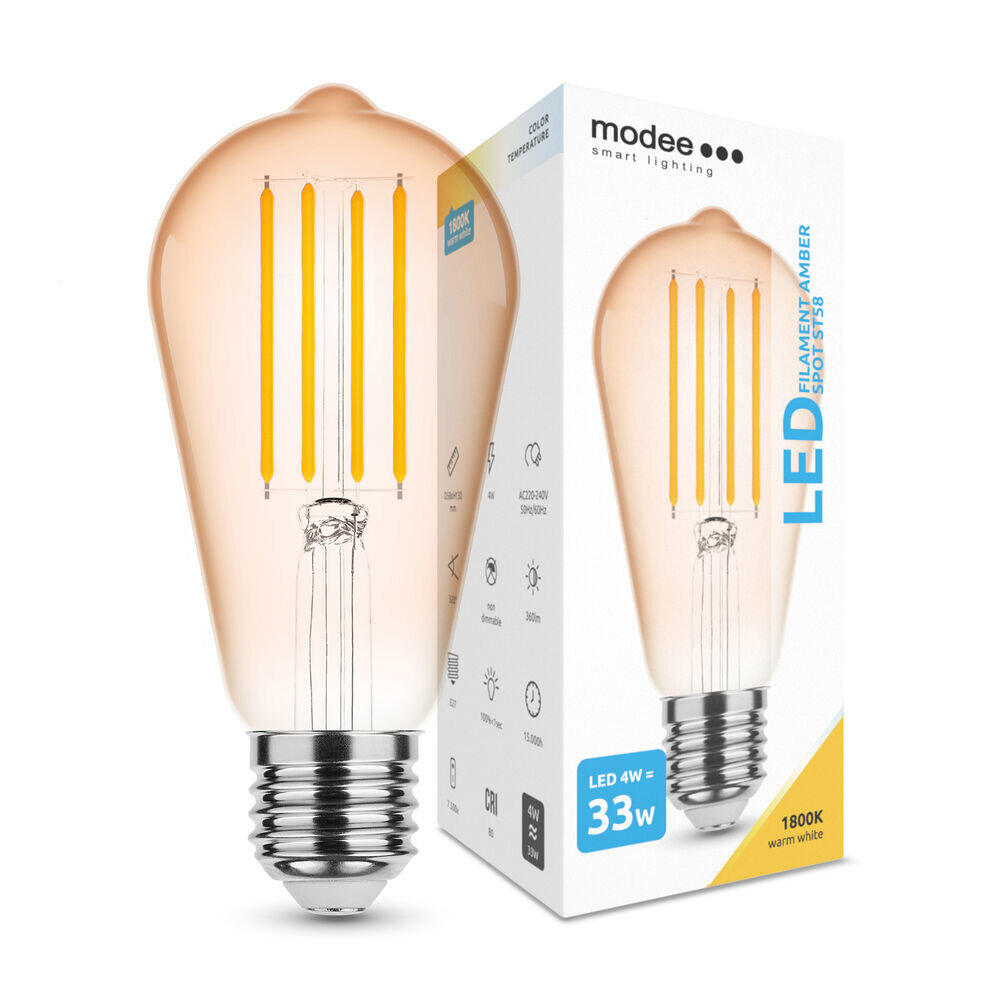 Modee Lighting LED Filament lamp - E27 ST58 4W - 1800K zeer warm wit licht