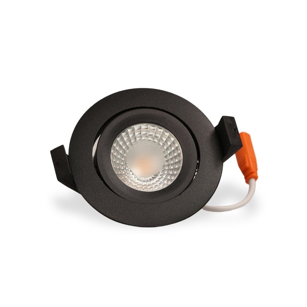 LCB LED Europe  LCB LED Inbouwspot Zwart IP65 – 5W 500lm – 2700K 827 Warm Wit – Ø82mm – Zaagmaat 75mm – TRIAC Dimbaar – 230V