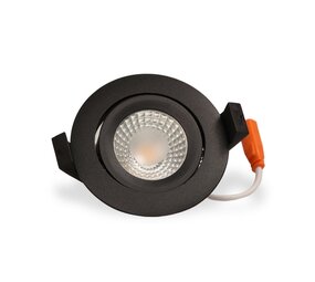 LCB LED Europe  LCB LED Inbouwspot Zwart IP65 – 5W 500lm – 2700K 827 Warm Wit – Ø82mm – Zaagmaat 75mm – TRIAC Dimbaar – 230V