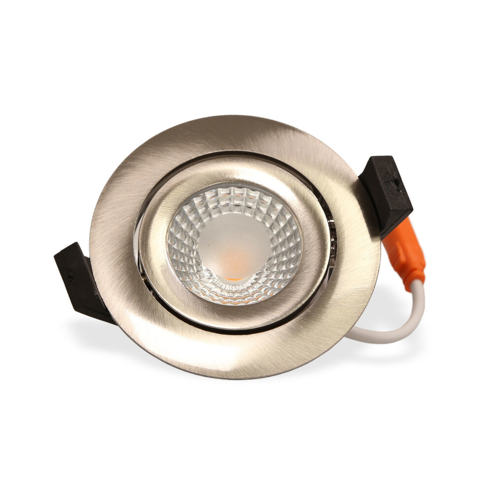 LCB LED LED Inbouwspot IP65 - RVS Zilver 82mm - 5W 500LM - 2700K 827 Warm Wit | Zaagmaat 75mm - Triac Dimbaar | 230v