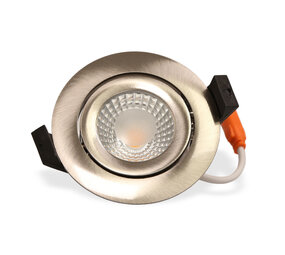 LCB LED Europe Dimbare LED Inbouwspot IP65 - RVS Zilver 82mm - 5W 500LM - 2700K 827 Warm Wit | Zaagmaat 75mm - TRIAC DIM | 230v LCB LED Europe Dimbare LED Inbouwspot IP65 - RVS Zilver 82mm - 5W 500LM - 2700K 827 Warm Wit | Zaagmaat 75mm - TRIAC DIM | 230v