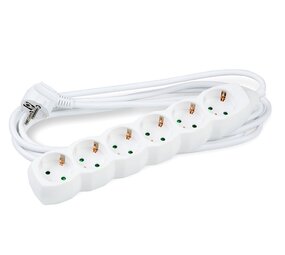 Stekkerdoos 6-voudig  - Wit - Lengte snoer optioneel