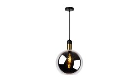 Lucide LED Hanglamp Eettafel - JULIUS  ZWART / GOUD - 20cm | E27 fitting - Glas Zwart Smoked / Fume Lucide LED Hanglamp Eettafel - JULIUS  ZWART / GOUD - 20cm | E27 fitting - Glas Zwart Smoked / Fume