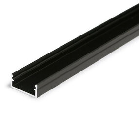 LCB LED Europe  U-profiel - Plat - Aluminium Mat zwart | 2 Meter - Binnenmaat 2000 x 12 x 9MM - Buitenmaat 2000 x 16 x 10MM