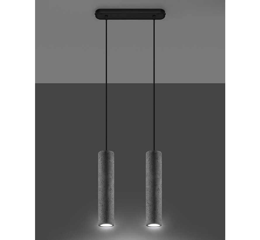 LED Hanglamp beton LUVO - 2 x GU10 aansluiting
