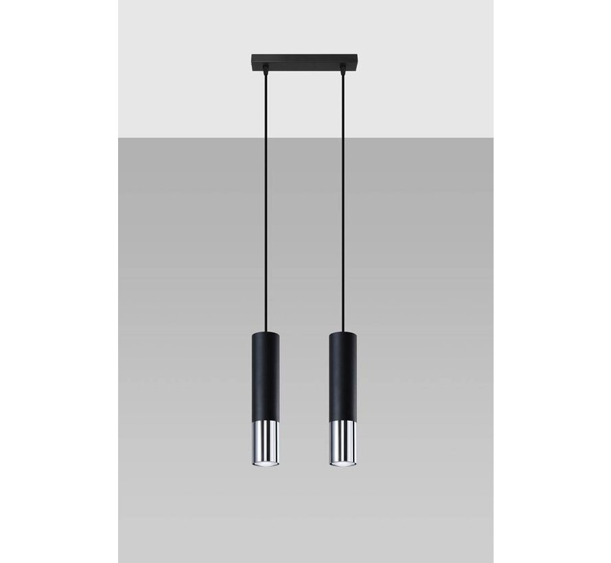 LED Hanglamp zwart chrome LOOPEZ - 2 x GU10 aansluiting
