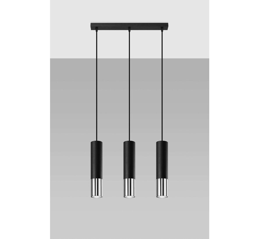 LED Hanglamp zwart chrome LOOPEZ - 3 x GU10 aansluiting