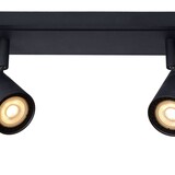 Lucide LENNERT - Plafondspot Badkamer - LED Dimb. - GU10 - 2x5W 3000K - IP44 - Zwart