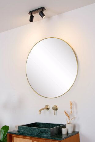 Lucide LENNERT - Plafondspot Badkamer - LED Dimb. - GU10 - 2x5W 3000K - IP44 - Zwart