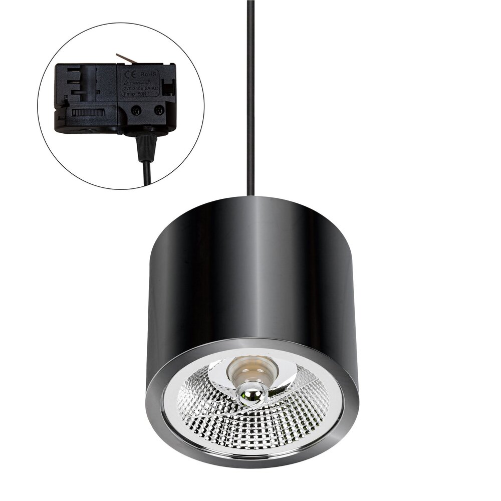 Spectrum LED Plafondspot CHLOE - GU10 AR111 - excl. LED spot - Track - Zwart rond