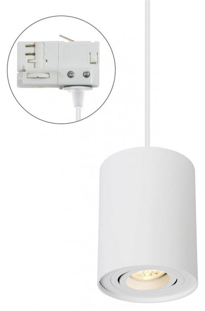 Spectrum voor de installateur 3-Fase Railspot Hanglamp GU10 Fitting | Chloe Tube Wit - 93x124mm - pendel 1 Meter