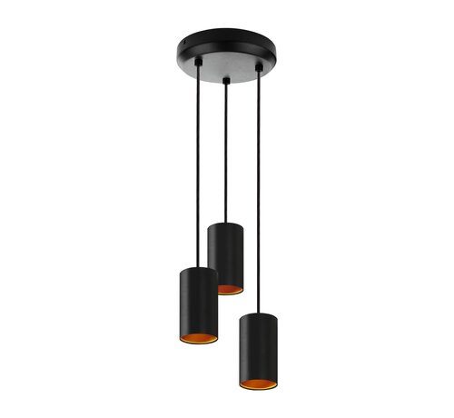 LED Hanglamp zwart goud CHLOE - 3x GU10 aansluiting